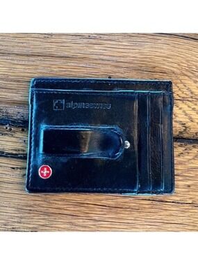 Alpine Swiss Black Card Holder Wallet